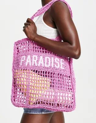 Bershka woven tote bag in pink | ASOS (Global)