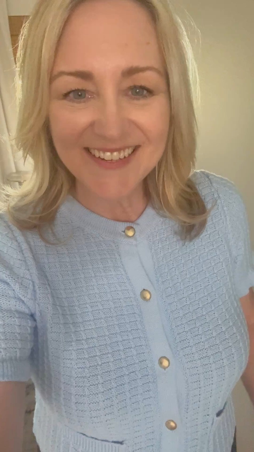 Pretty light blue cardigan  spring outfit ￼￼

#LTKMidsize #LTKOver40 #LTKSeasonal