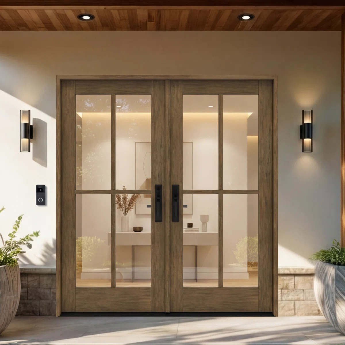 G104-SW-80 | 80" Double Door, RTA Prehung Exterior, SDL 4 Lite, Unfinished Mahogany Wood | Wayfair North America