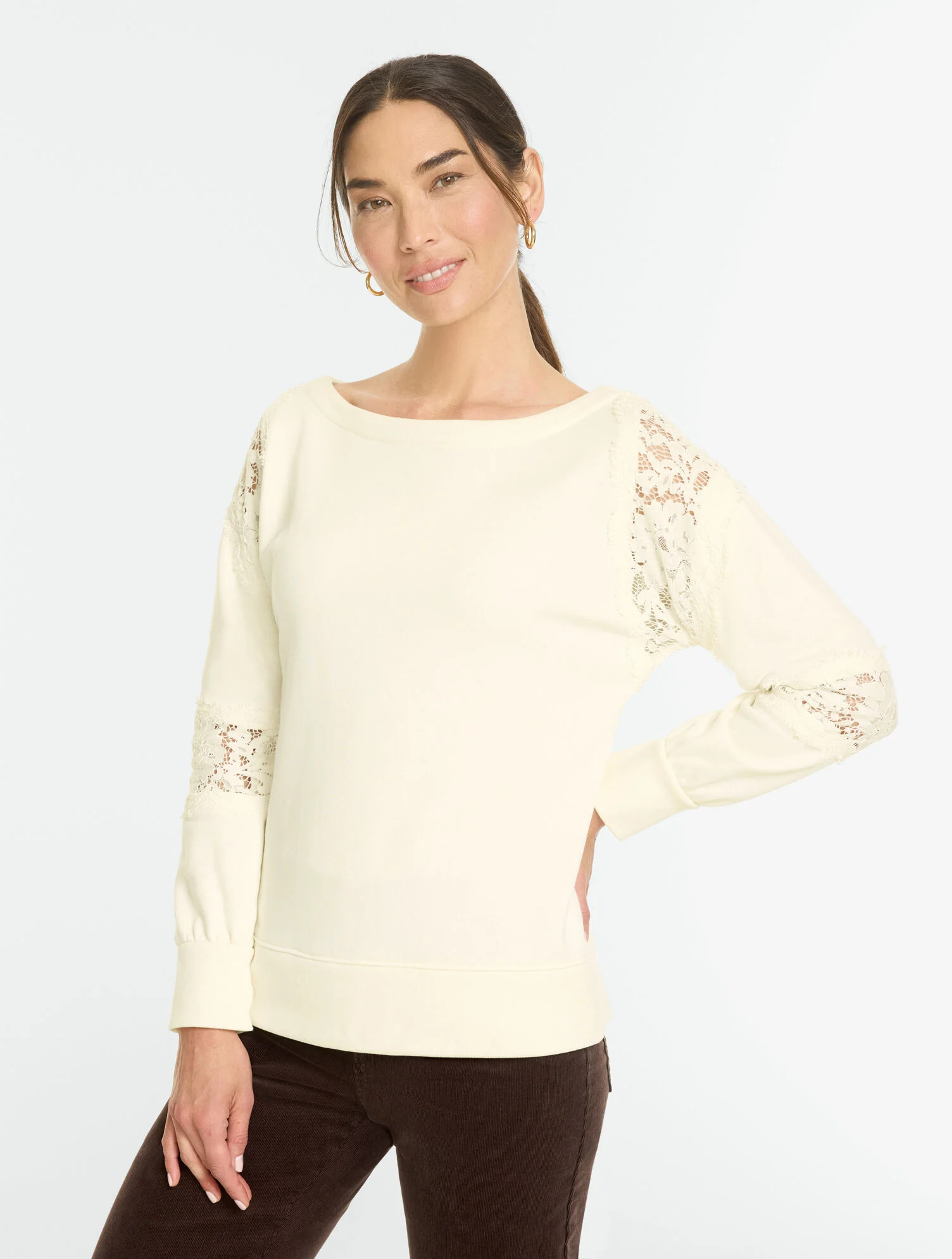 Pieced Lace Sweatshirt | Talbots
