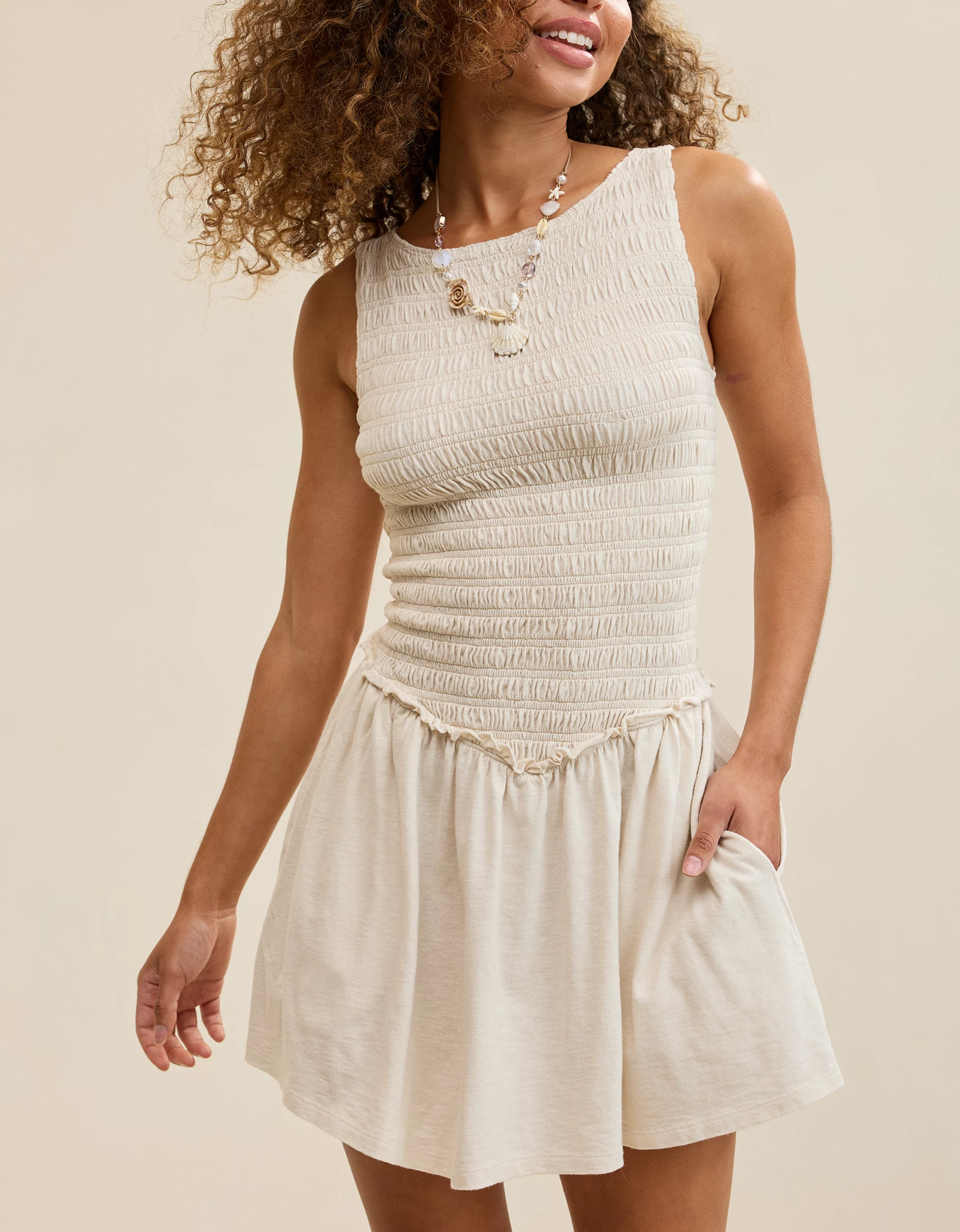 Aerie Happiest Smocked Mini Dress | Aerie