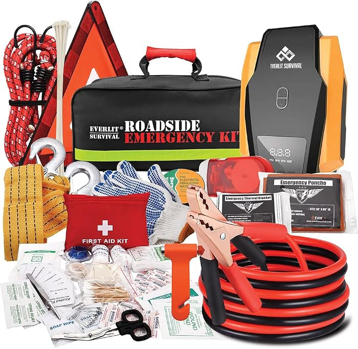 Everlit Survival Car Emergency Kit, Roadside Safety Tool Kit with Gloves,Digital Auto Air Compres... | Amazon (US)