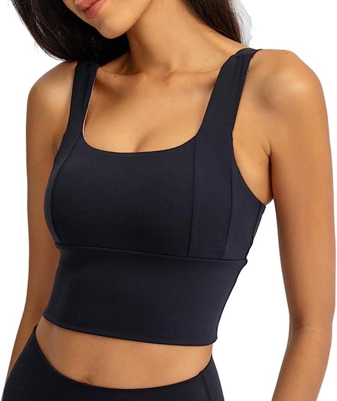 Bontierie Women's Padded Sports Yoga Bra Full-Support Crop Tank Top for Workout Running Fitness | Amazon (US)