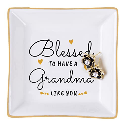Piudee Grandma Birthday Gifts from Granddaughter Grandson, Gift for Grandma Jewelry Ring Dish Blessed to have a grandma like you, Mother's Day Christmas Valentines Day Gifts for Grandma Nana | Amazon (US)