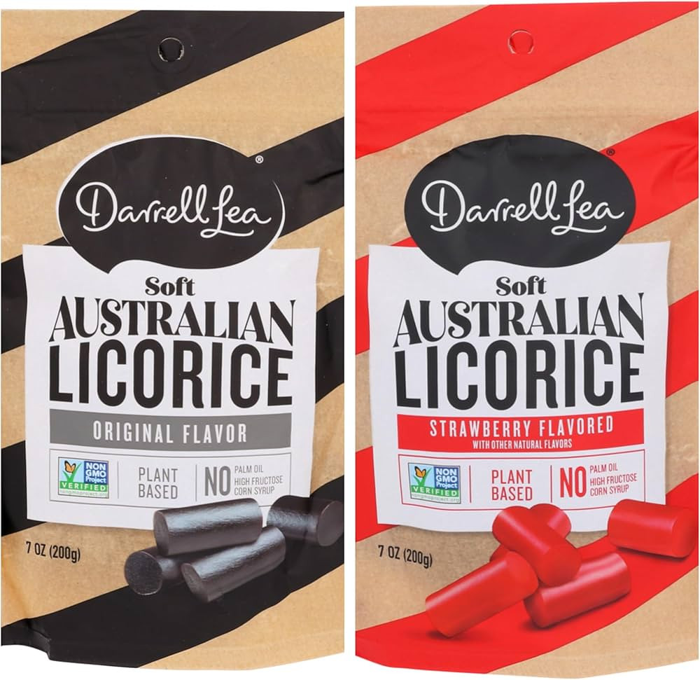 Darrell Lea Soft Australian Made Licorice, Original Black Flavor AND Strawberry, 7 oz Bag | Non-G... | Amazon (US)