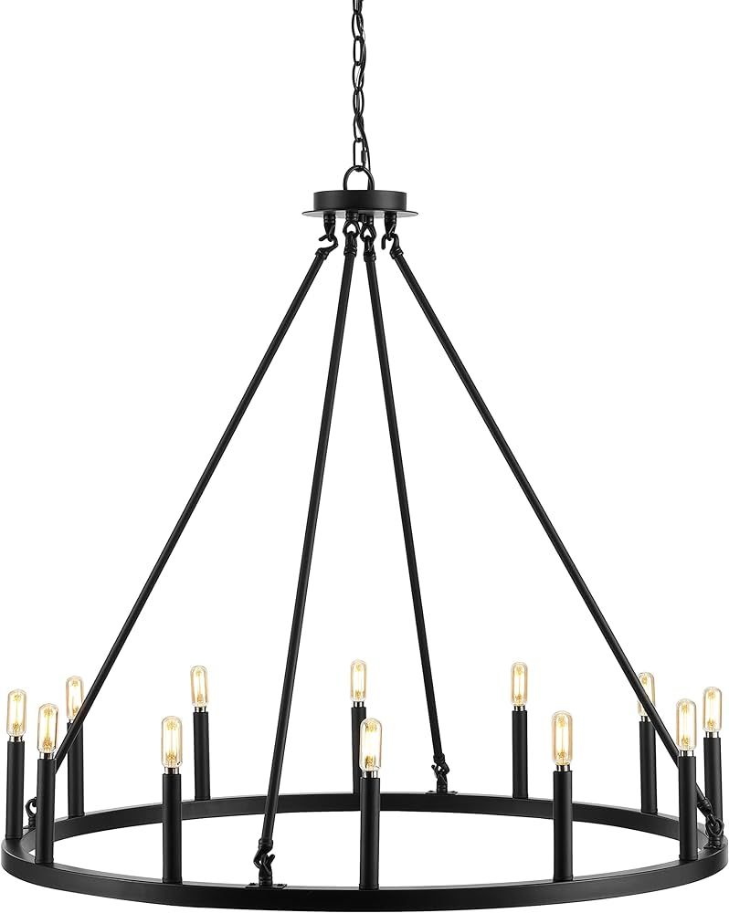 JONATHAN Y JYL7497A 36" 12-Light Gio Iron Farmhouse Classic Industrial Ring LED Chandelier, Conte... | Amazon (US)