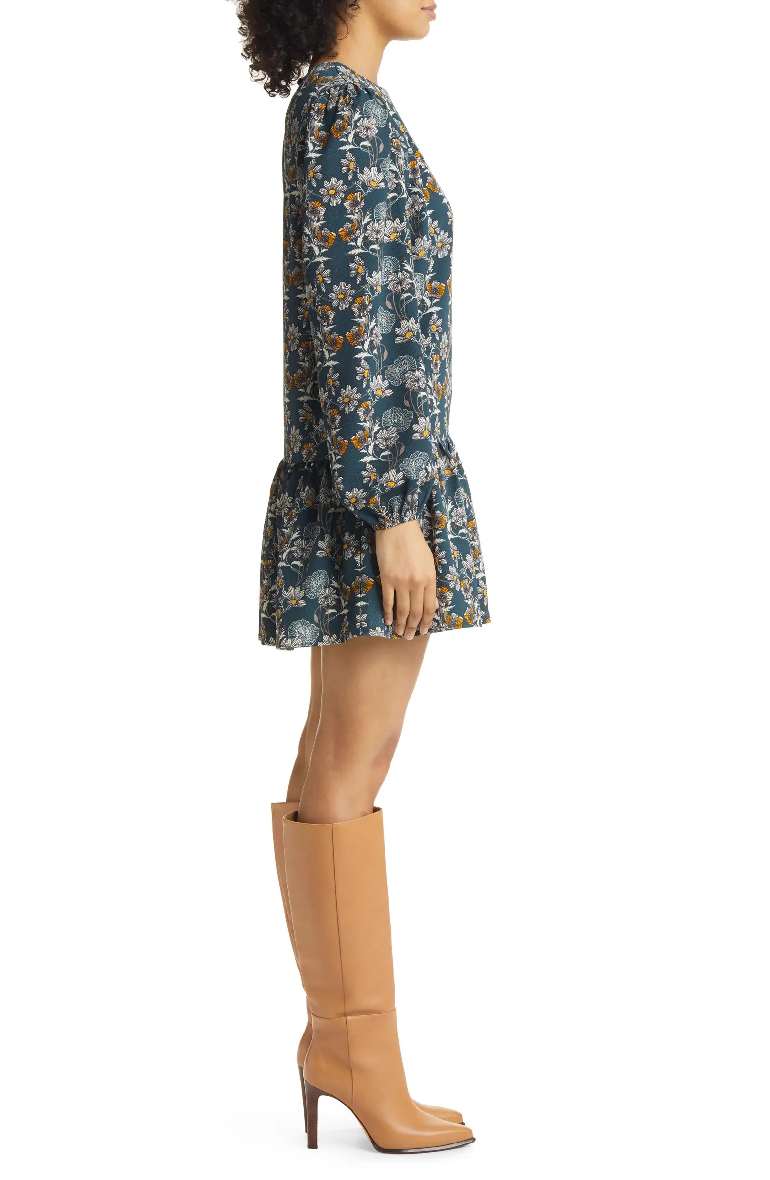 Floral Print Long Sleeve Drop Waist MinidressCASLON® | Nordstrom