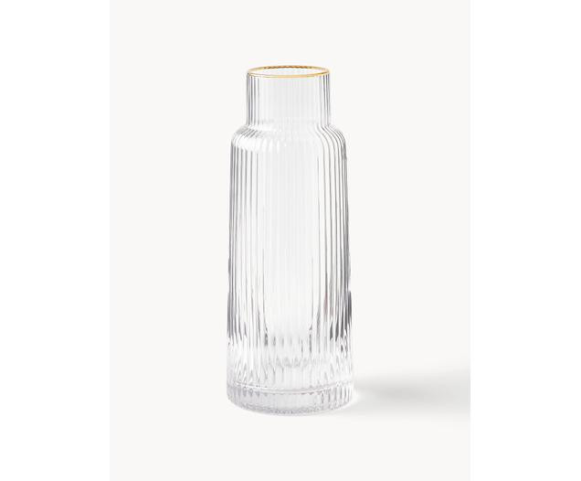 Waterkaraf Minna met groefreliëf en goudkleurige rand, 1.1 L | Westwing EU