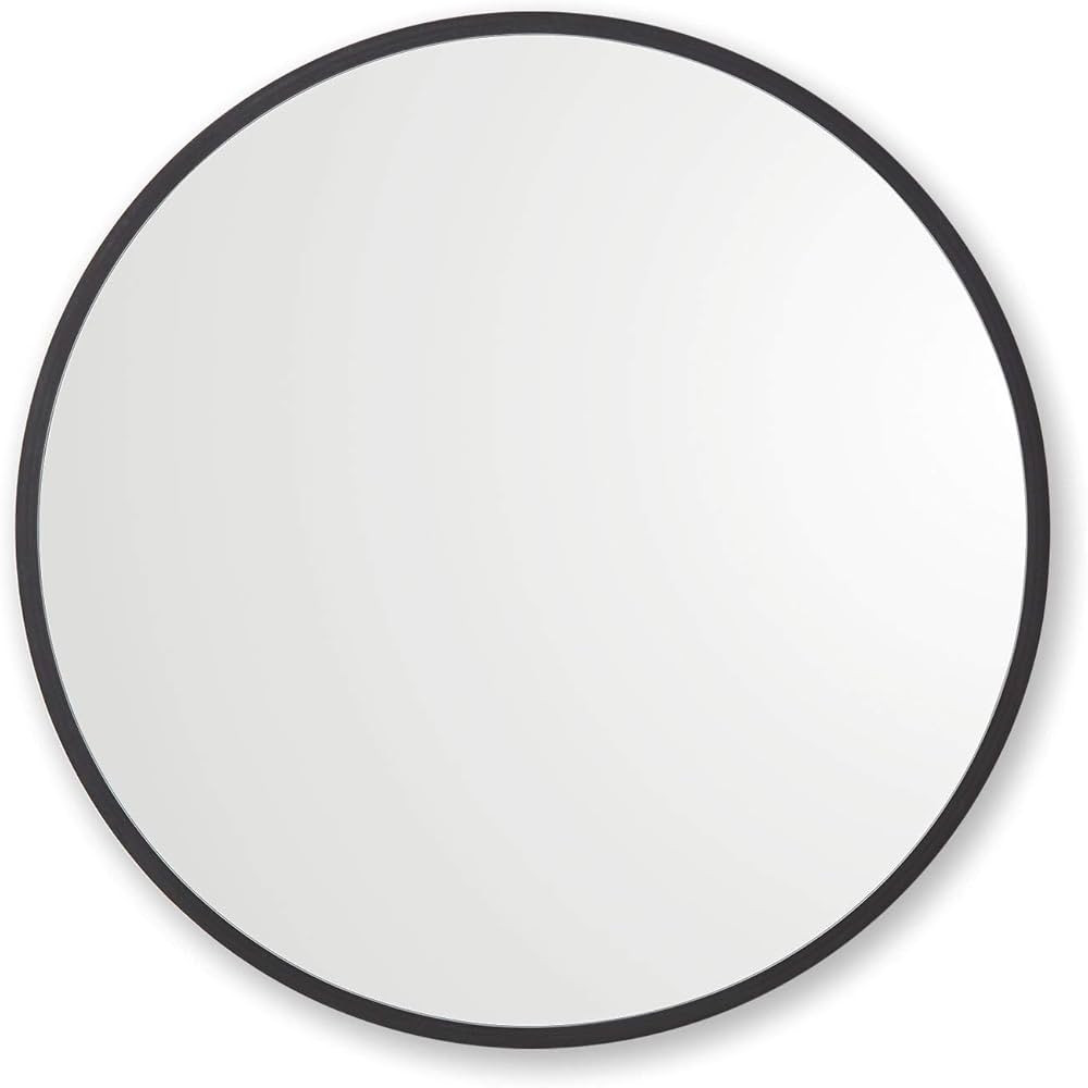 Better Bevel 18” x 18” Black Rubber Framed Mirror | Round Bathroom Wall Mirror | Amazon (US)