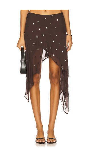 Arielle Asymmetric Skirt in Dark Chocolate | Revolve Clothing (Global)