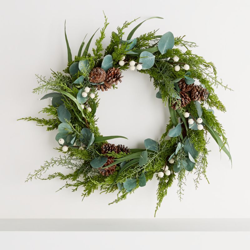 Frosted White Berry Wreath | Crate and Barrel | Crate & Barrel