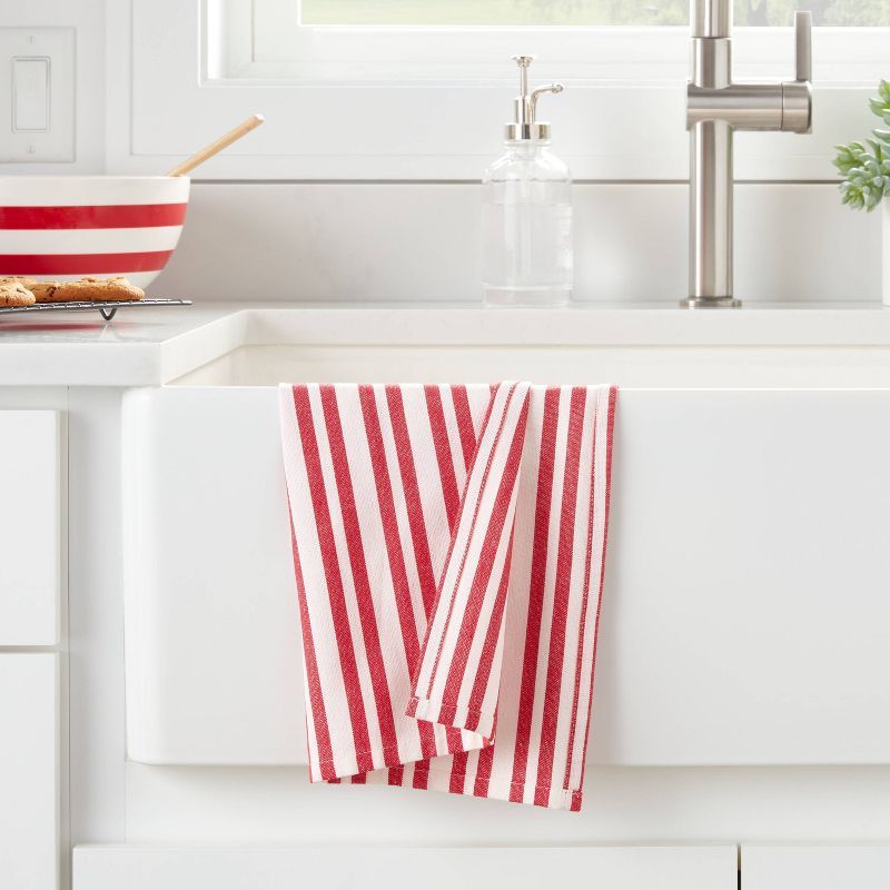Cotton Striped Kitchen Towel Red - Threshold™ | Target