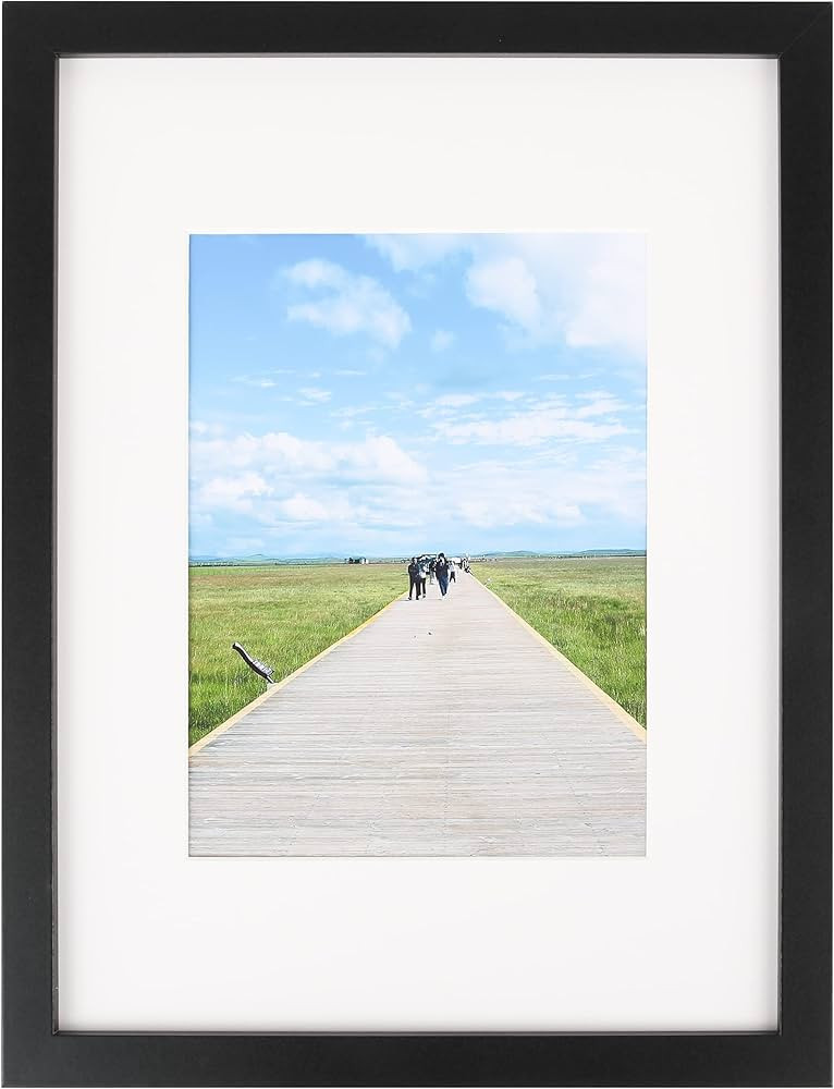 9x12 Picture Frame in Black Wood Picture Frame Display Pictures 6x8 Picture Frame with Mat or 9x1... | Amazon (US)