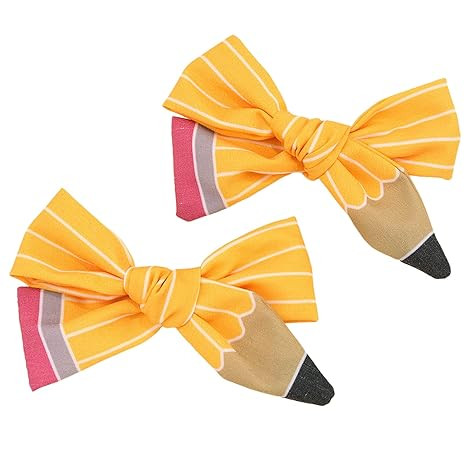 2pcs Back to School Bow Hair Clips for Girls - Cute Yellow Pencil Hair Bows with Alligator Clips,... | Amazon (US)