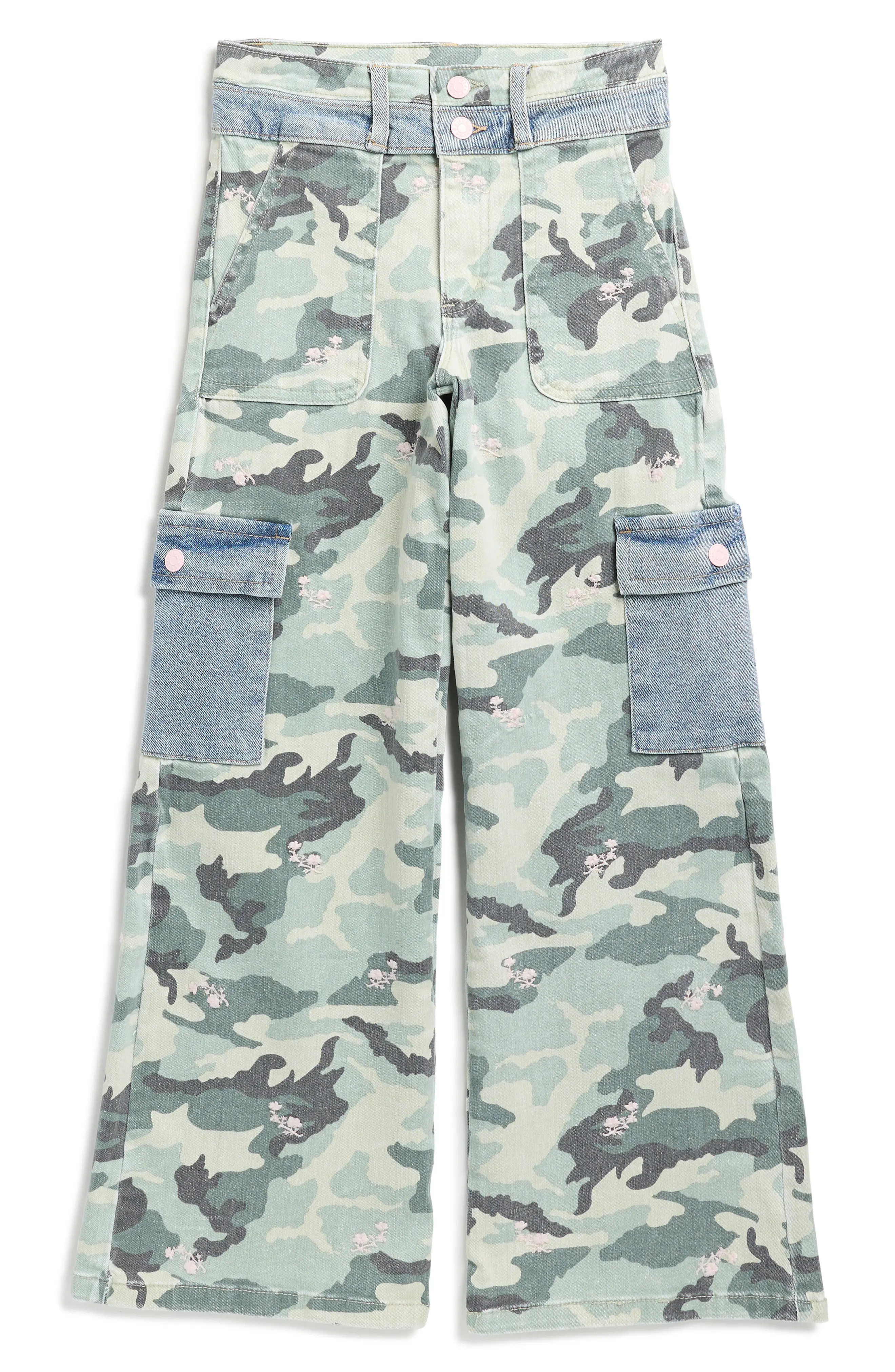 Tractr Kids' Camo Print Wide Leg Cargo Jeans (Women) | Nordstrom | Nordstrom