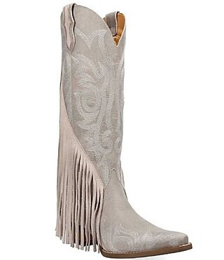 Dingo Walk West Leather Suede Fringe Western Tall Boots -  6.5 | Dillard's