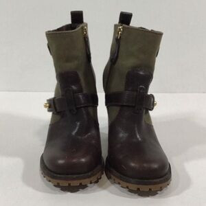 Women’s Tory Burch Platform Brown Leather/Green Canvas Ankle Boots Size 6.5M | Poshmark