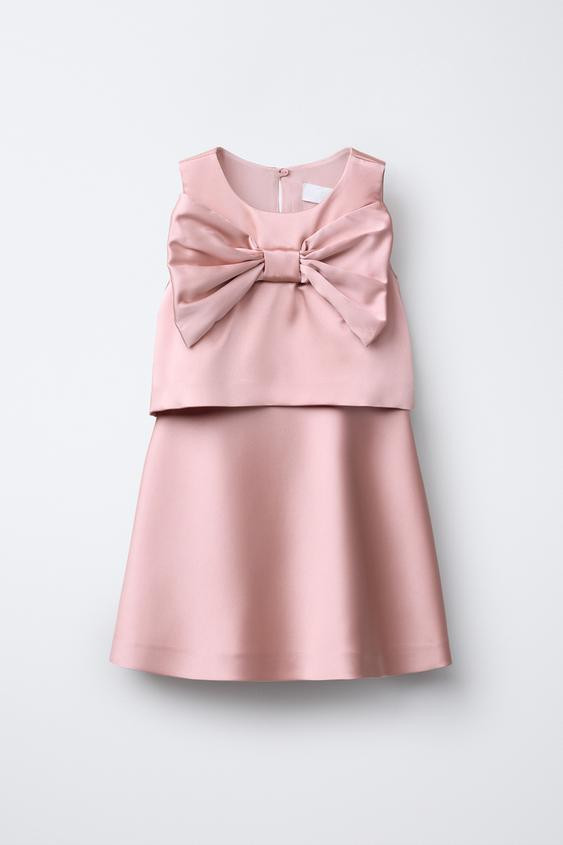 SATIN EFFECT DRESS WITH CAPE AND BOW | Zara US