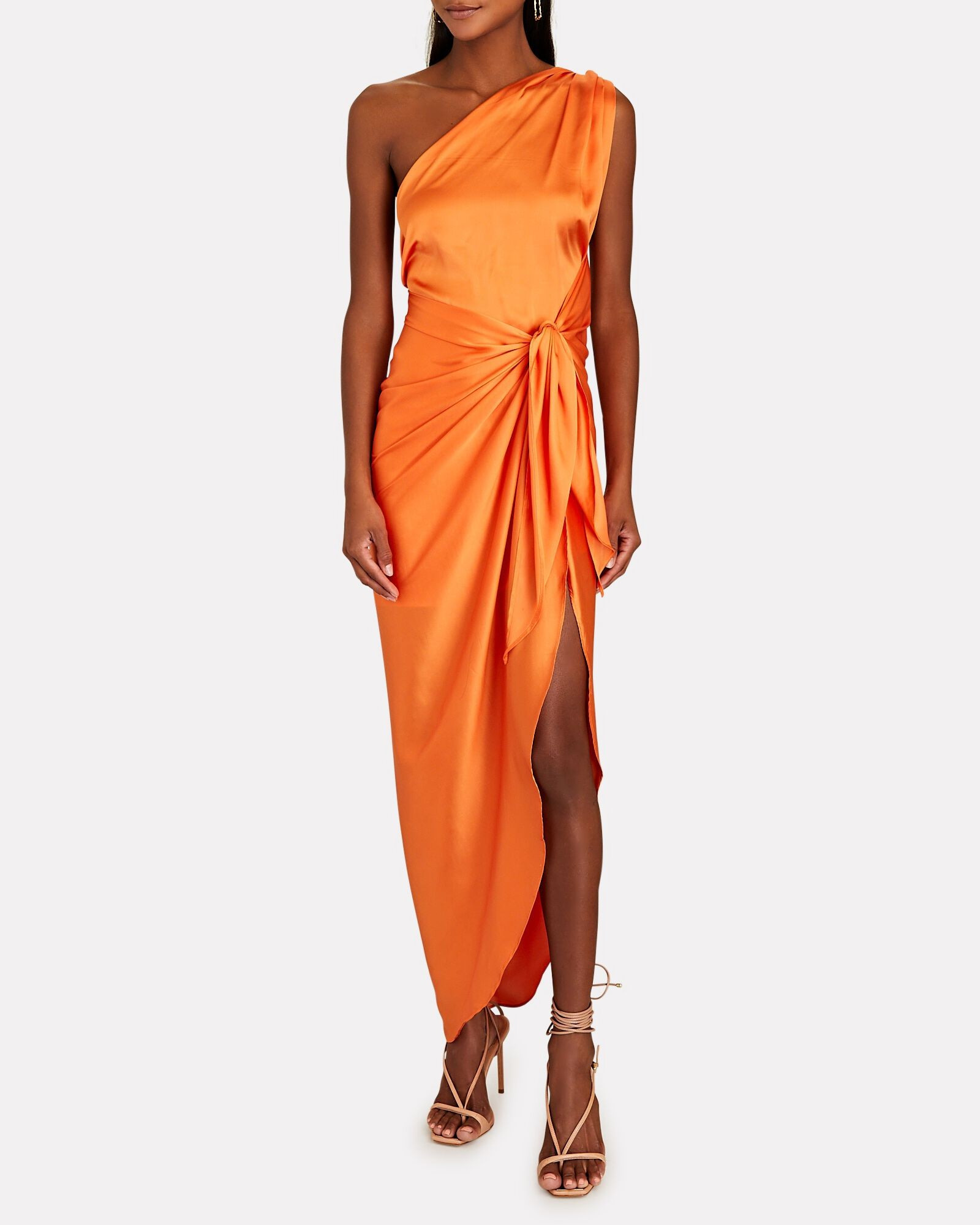 Marea Satin One-Shoulder Dress | INTERMIX