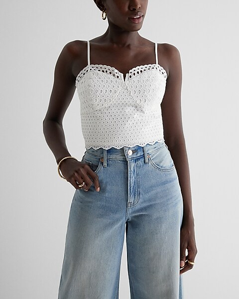 Eyelet Sweetheart Neckline Cami | Express