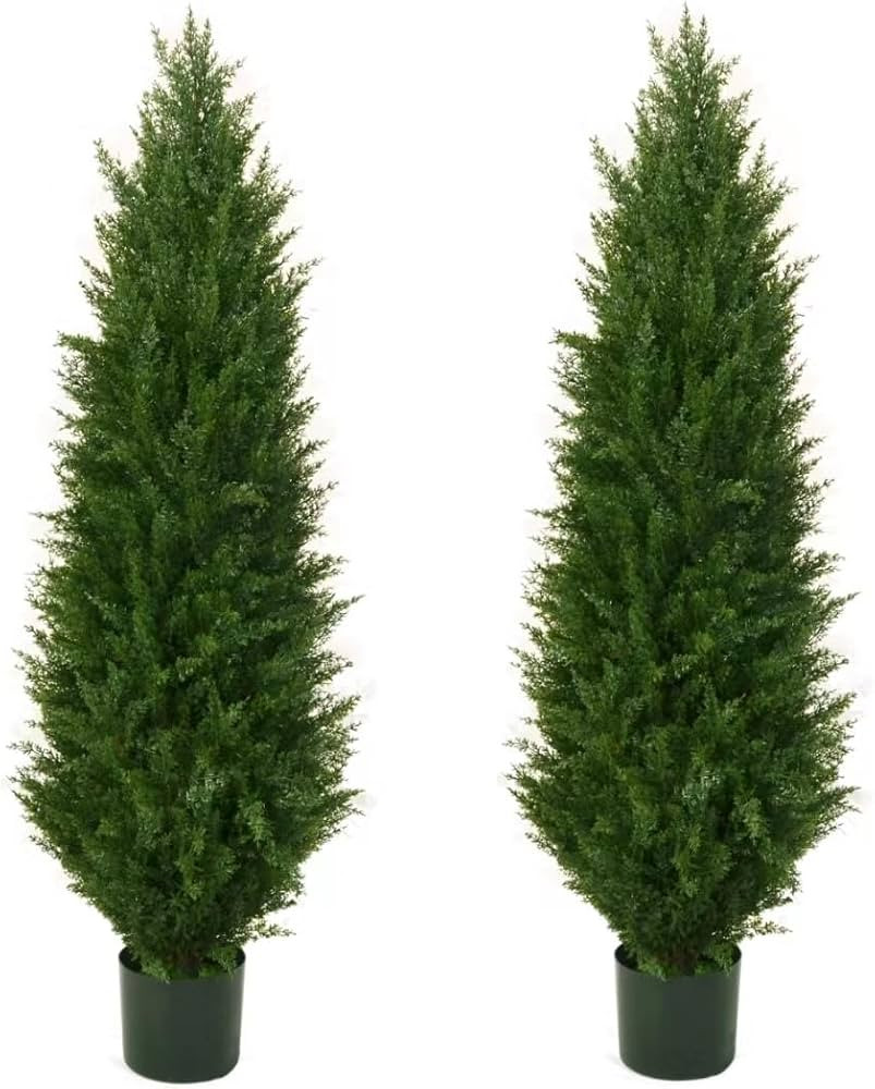 Weitaisi 4ft(48”) Artificial Cedar Topiary Tree Potted Plants UV Resistant Leaves Outdoor Artif... | Amazon (US)