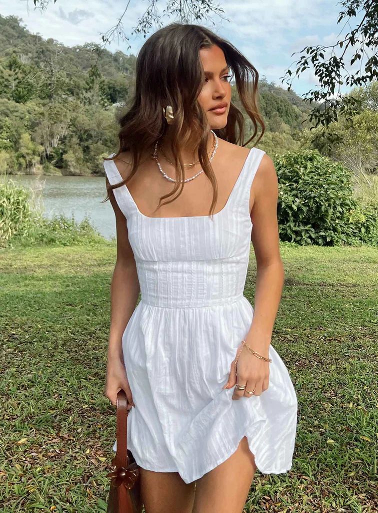 Lorinda Mini Dress White Low Impact | Princess Polly US