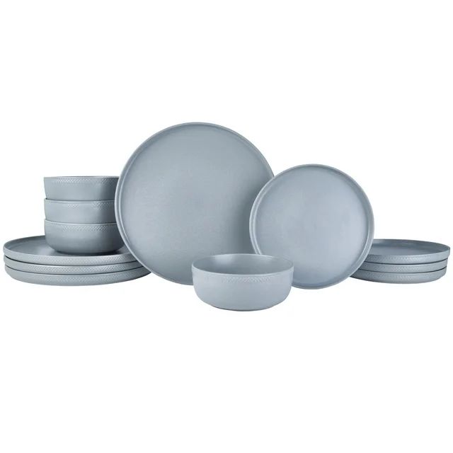 Beautiful Modern Dots 12 Piece Stoneware Dinnerware Set Cornflower Blue by Drew Barrymore | Walmart (US)