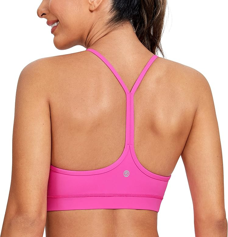 CRZ YOGA Y Back Womens Sports Bra - Padded Racerback Spaghetti Thin Strap Low Impact Backless Wor... | Amazon (US)