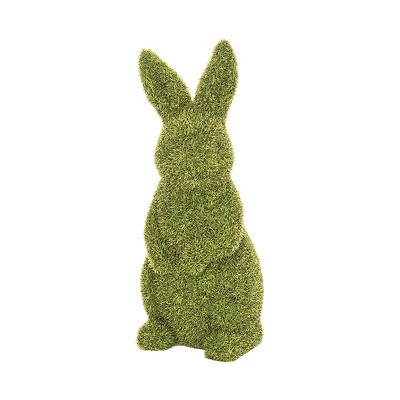 Flocked Standing Bunny Easter Figurine, Green, 4.13L x 3.54W 9.25H | Kirkland's Home | Kirklands