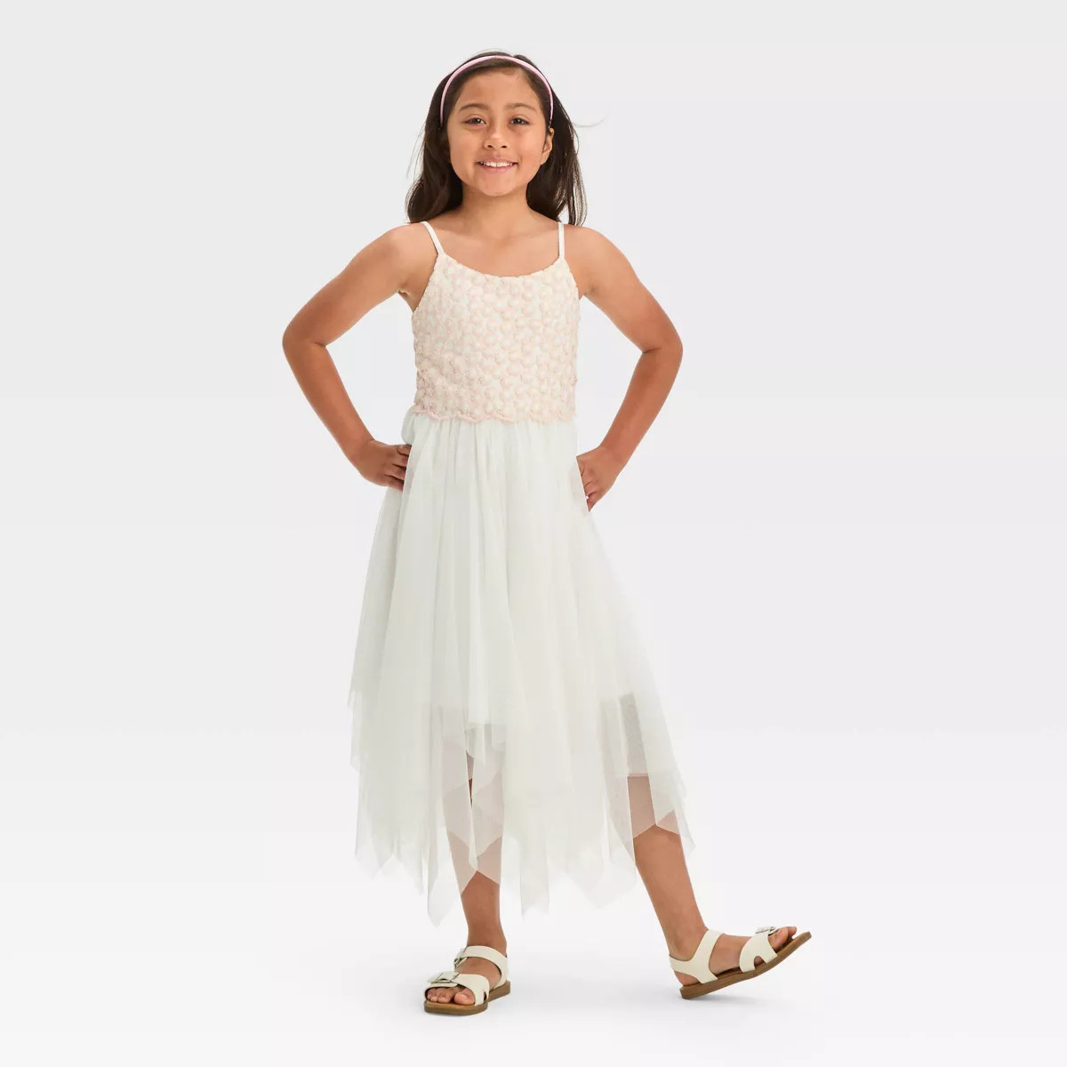 Zenzi Girls' Sleeveless Embroidered Dress - Ivory | Target