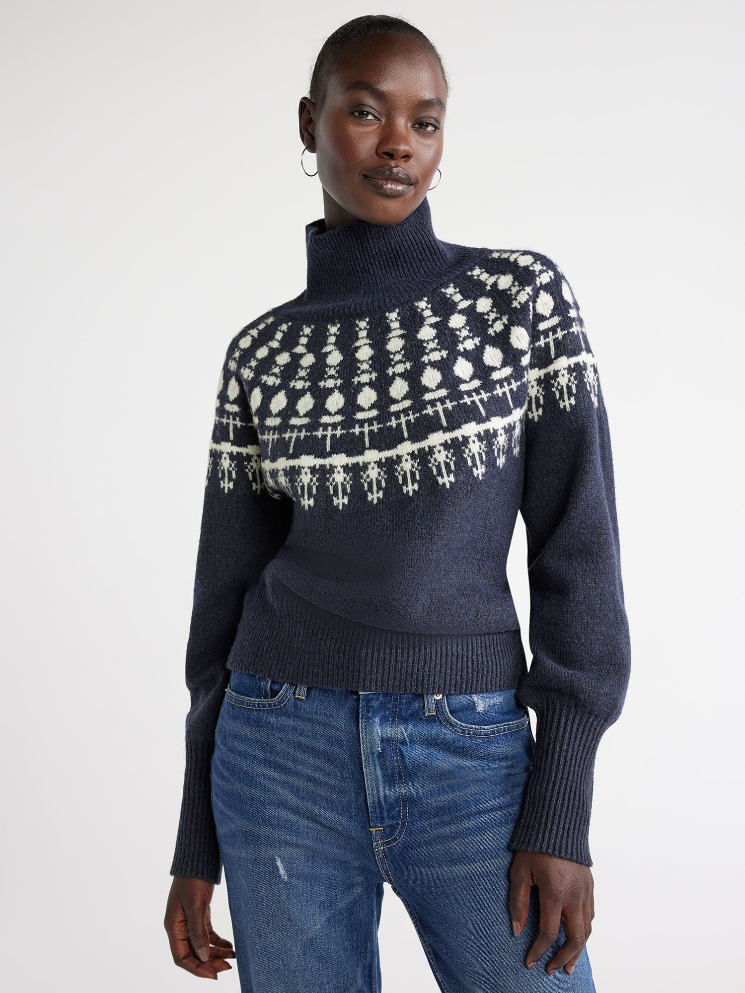 Free Assembly Women's Fair Isle Sweater, Midweight, Sizes XS-XXXL | Walmart (US)