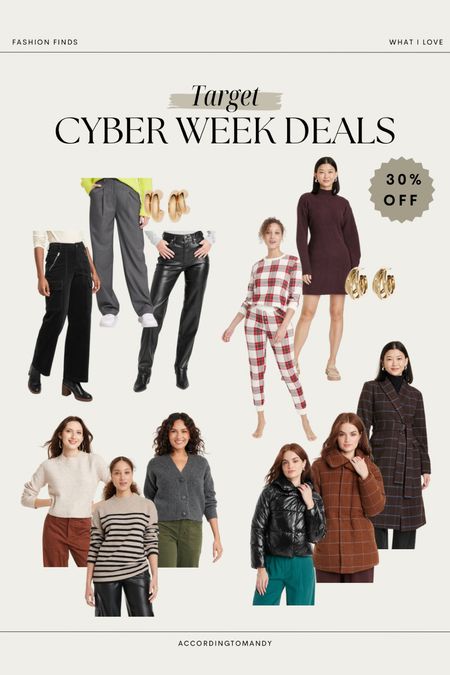 Target: cyber week sales 

30% off womens clothing and accessories!! 

Ends tomorrow

Black Friday deals, womens clothing, gifts for her, target finds, fall fashion, winter fashion 

#LTKGiftGuide #LTKSeasonal #LTKCyberWeek