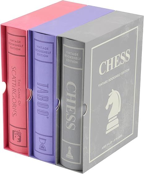WS Game Company Chess, Scattergories, and Taboo Vintage Board Game Bookshelf Collection | Amazon (US)