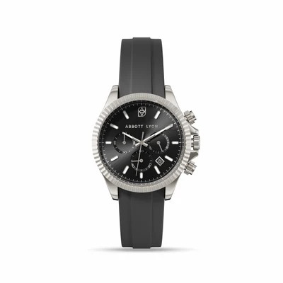 Men's Greenwich Chronograph 40 Silicone Strap Watch (Black) | Abbott Lyon