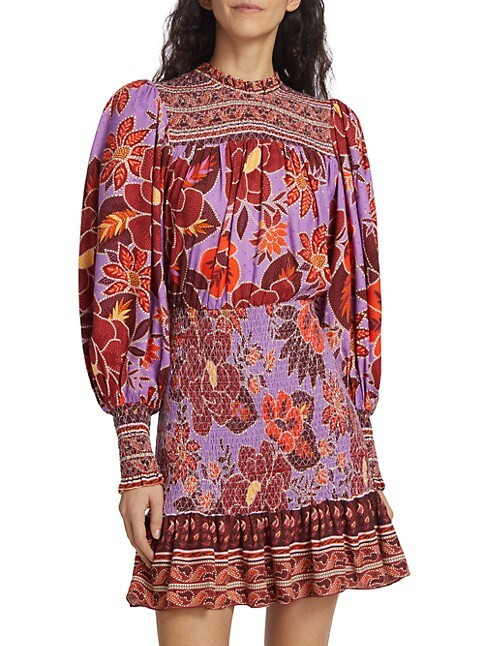 Smocked Floral Minidress | Saks Fifth Avenue