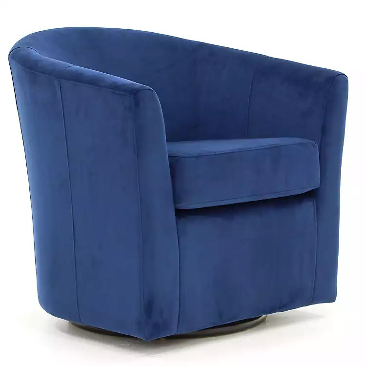 Chloe Royal Blue Upholstered Swivel Chair | Kirklands Home | Kirklands