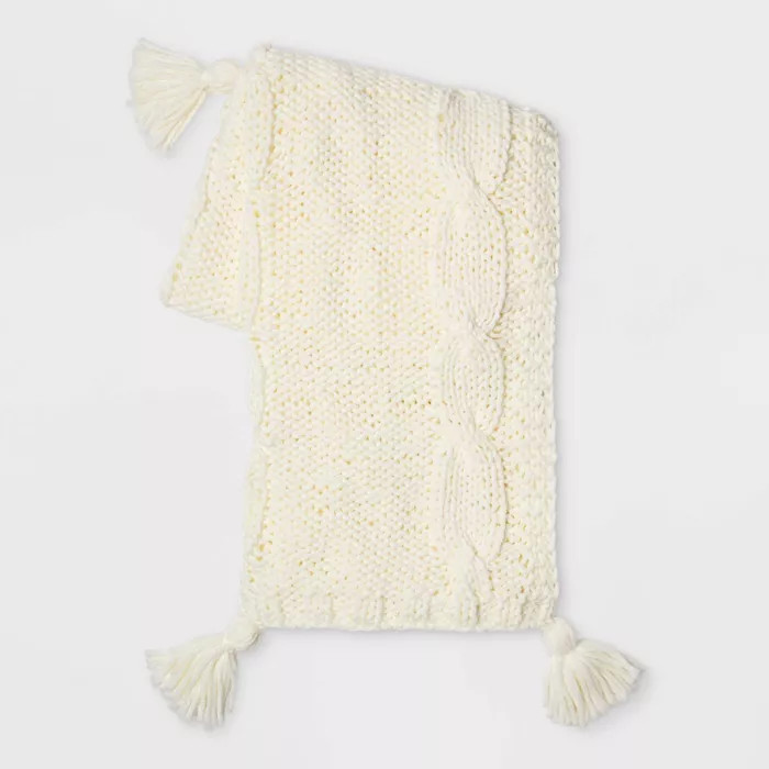 Chunky Cable Knit Throw Blanket Cream - Threshold™ | Target