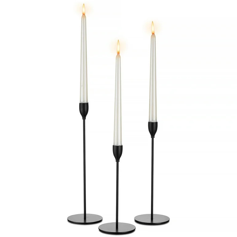 Sziqiqi Black Candle Holders for Candlesticks Taper Candlestick Holder Set of 3 | Walmart (US)