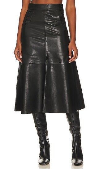 Aria Seamed Leather Skirt in Black | Revolve Clothing (Global)