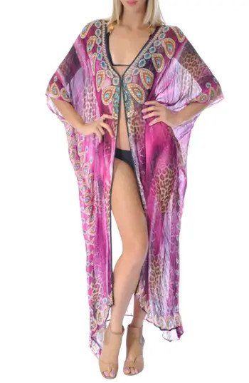 RANEES Ombré Mixed Print Longline Duster in Purple at Nordstrom Rack | Nordstrom Rack