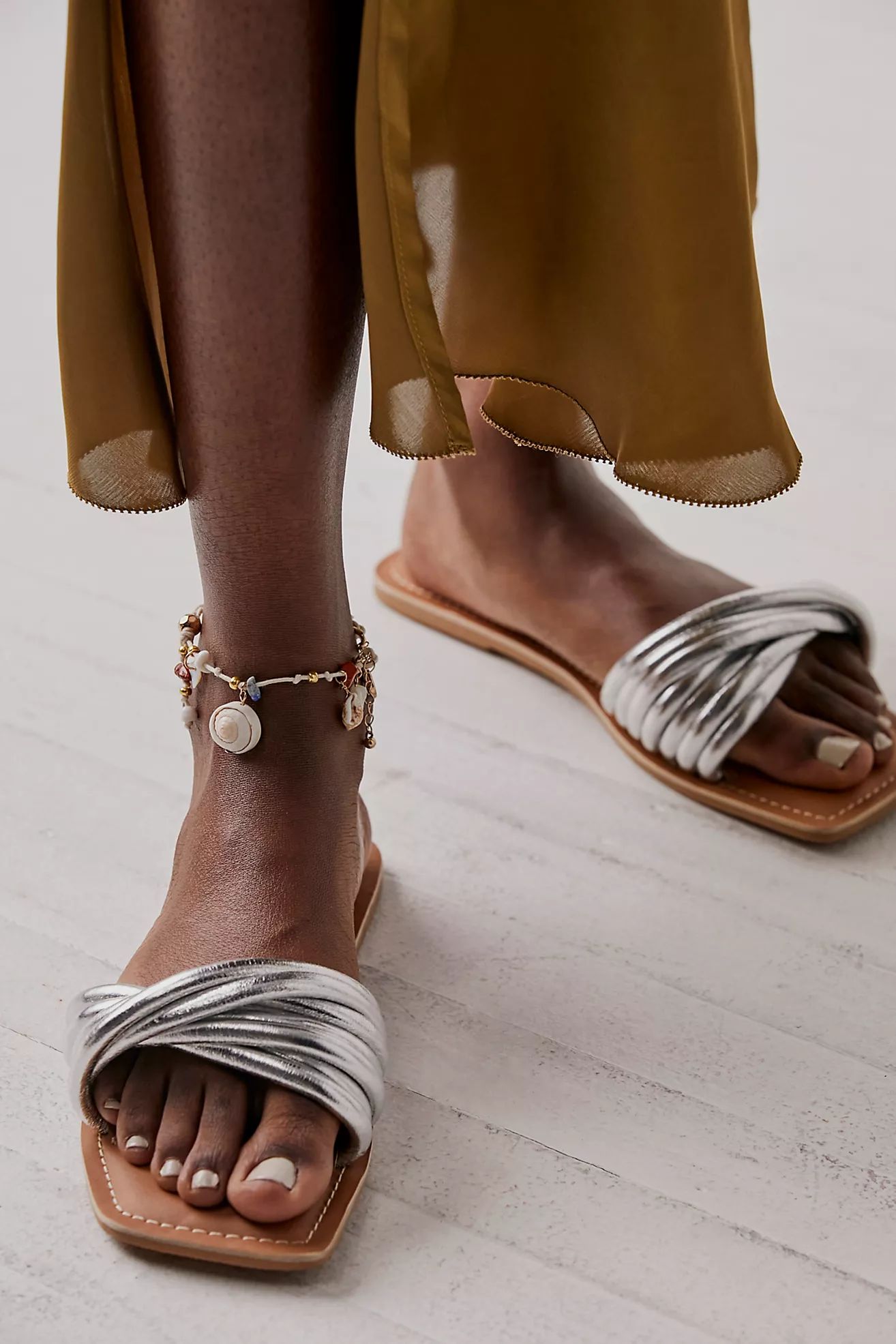 Macey Metallic Slide Sandals | Free People (Global - UK&FR Excluded)