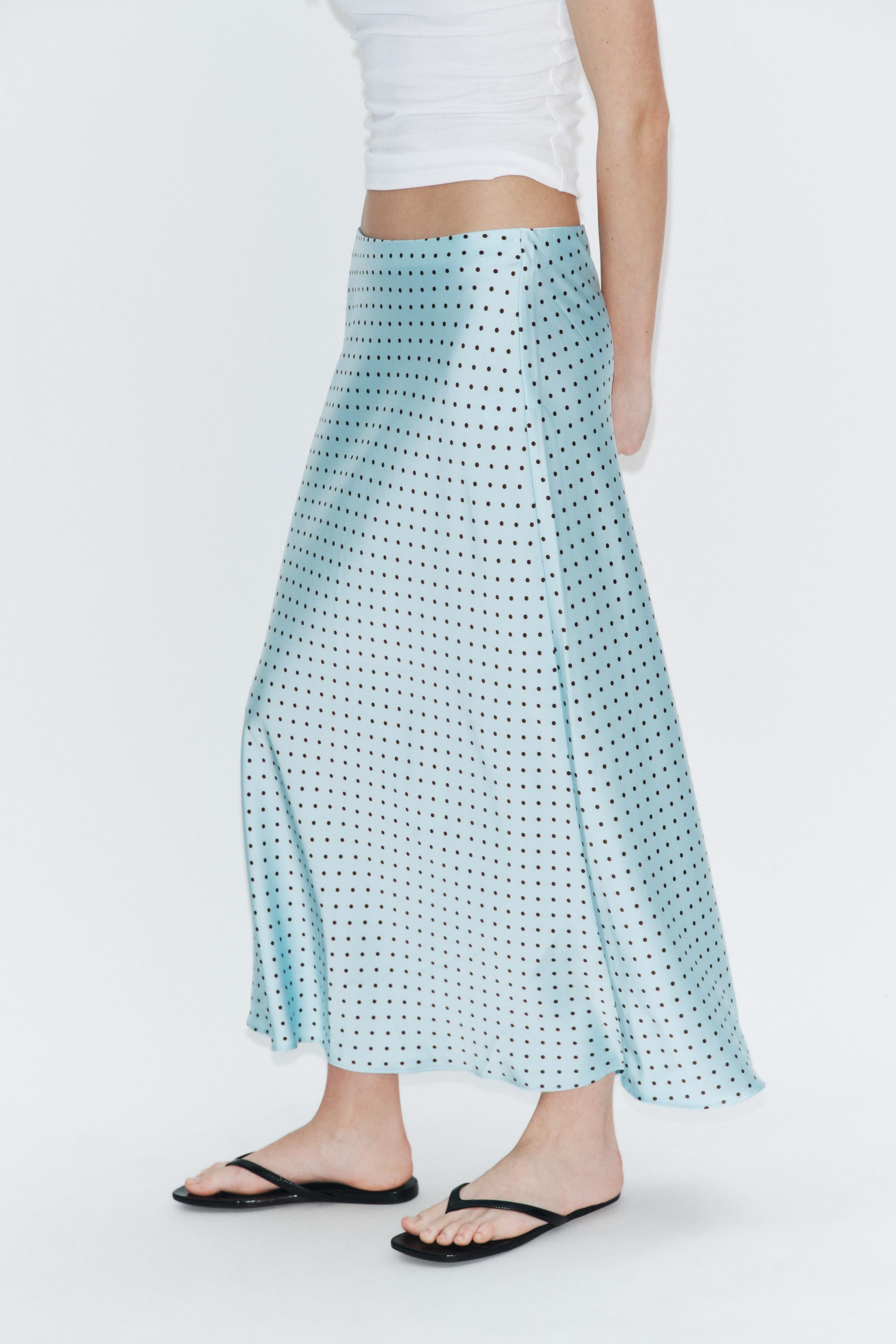 SATIN POLKA DOT MIDI SKIRT | Zara UK