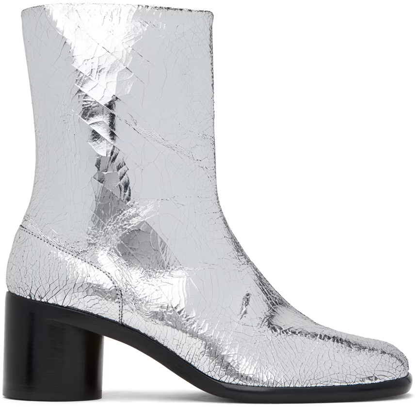 Silver Tabi Broken Mirror Boots | SSENSE