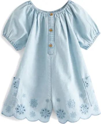 NEXT Kids' Eyelet Cotton Denim Romper | Nordstrom | Nordstrom