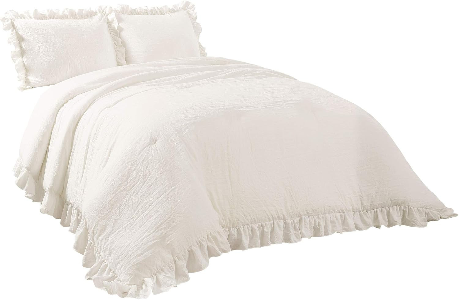 Lush Decor Reyna Ruffle Comforter Set - 3 Piece Cozy Ruffled Bedding Set - Timeless Elegance and ... | Amazon (US)