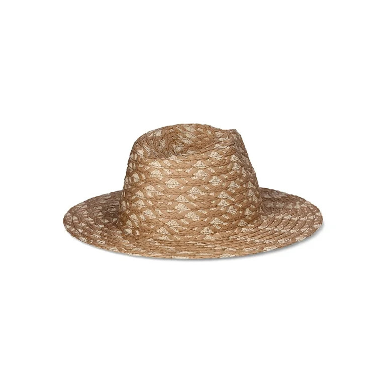 Time and Tru Women's Grecian Weave Straw Fedora Hat, Beige | Walmart (US)