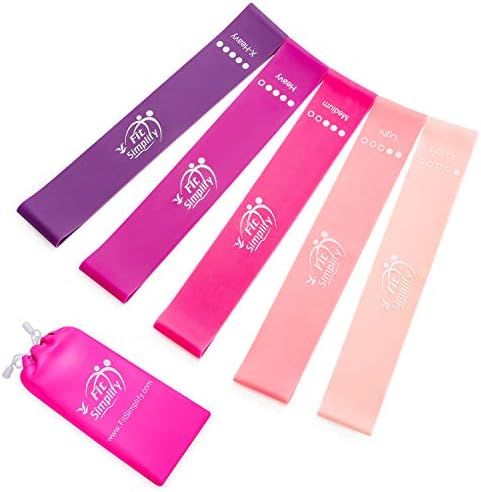 Fit Simplify Resistance Loop Exercise Bands with Instruction Guide and Carry Bag, Set of 5 | Amazon (US)