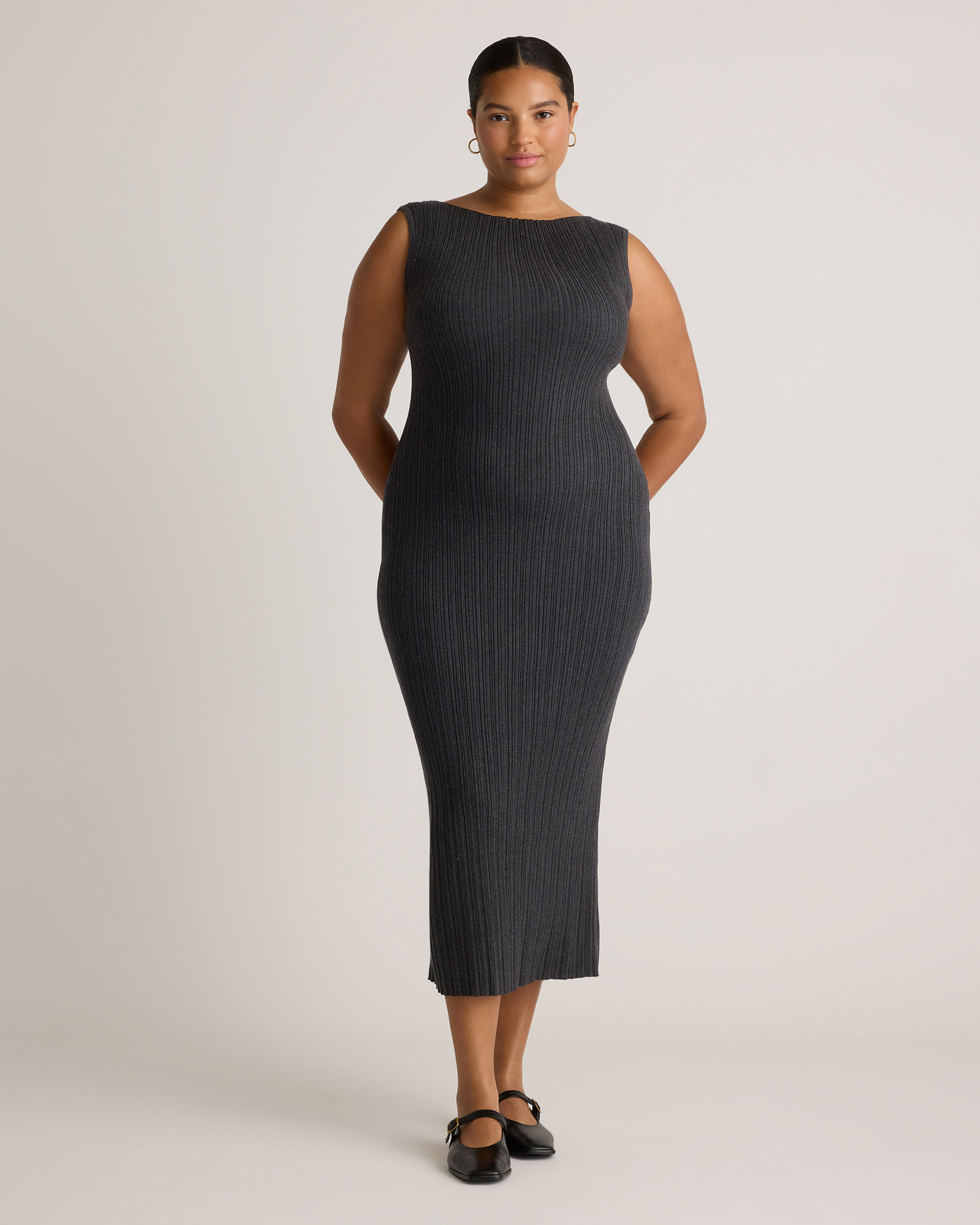 Cotton Cashmere Ribbed Sleeveless Midi Dress | Quince
