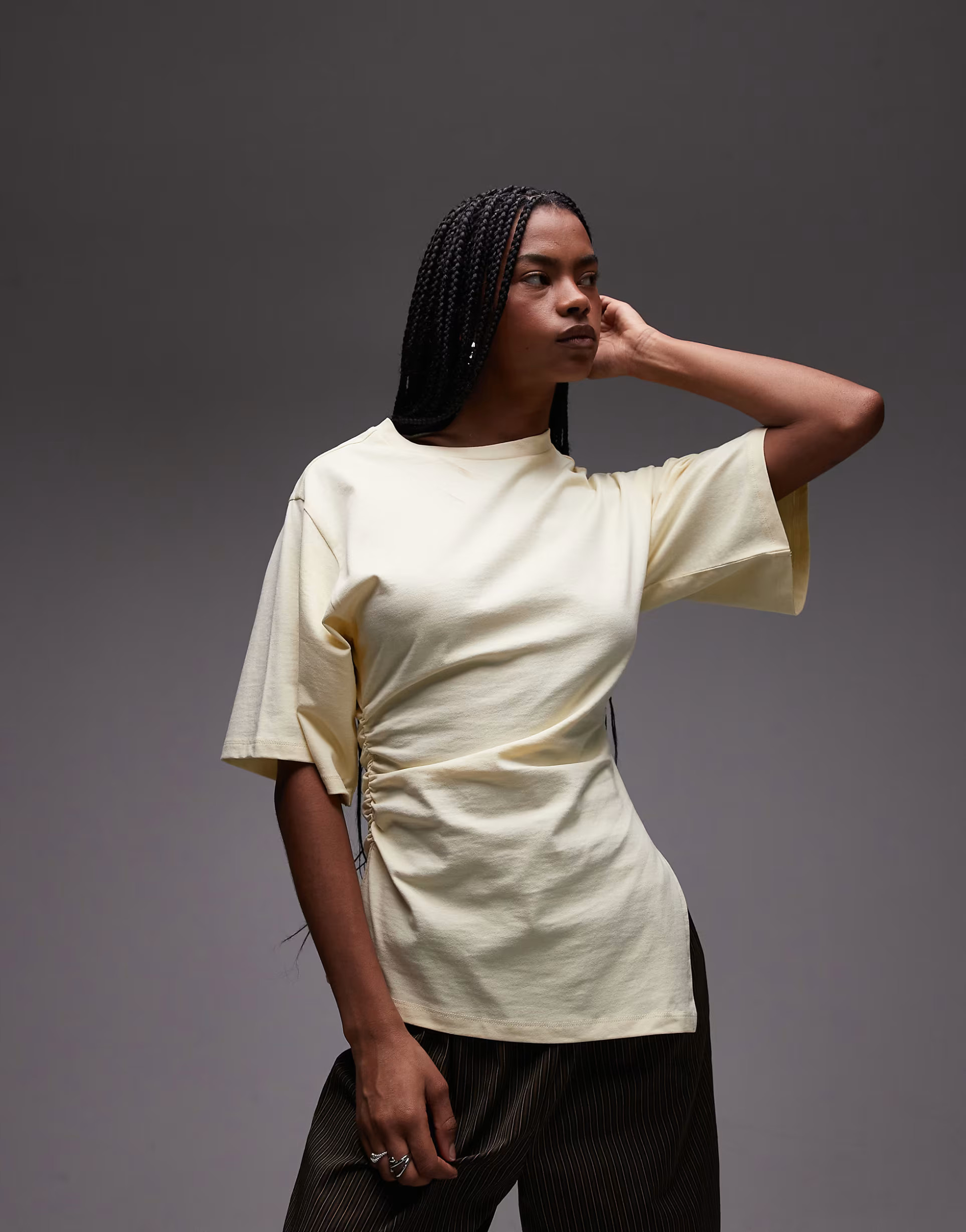 ASOS DESIGN cinched side T-shirt in lemon | ASOS | ASOS (Global)