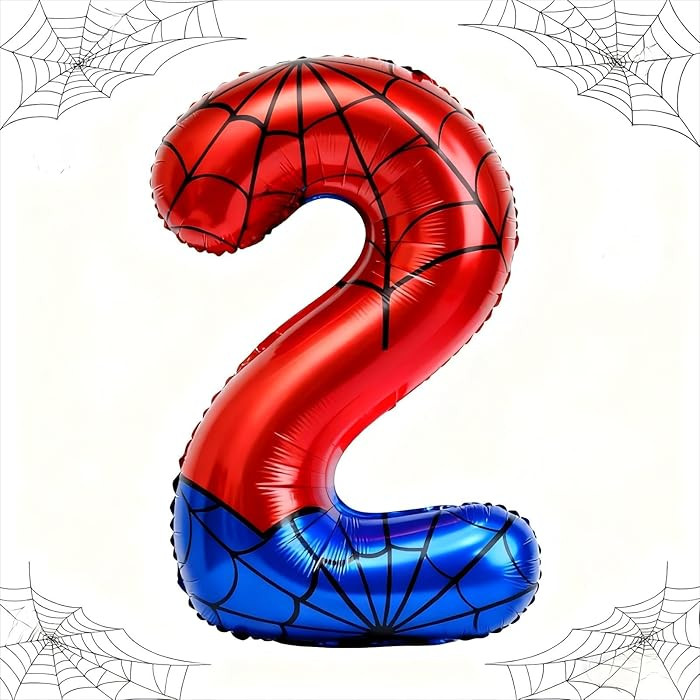 40 Inch Spider Number 2 Balloon Superhero Themed Birthday Party Decorations Suppiles for Boys | Amazon (US)